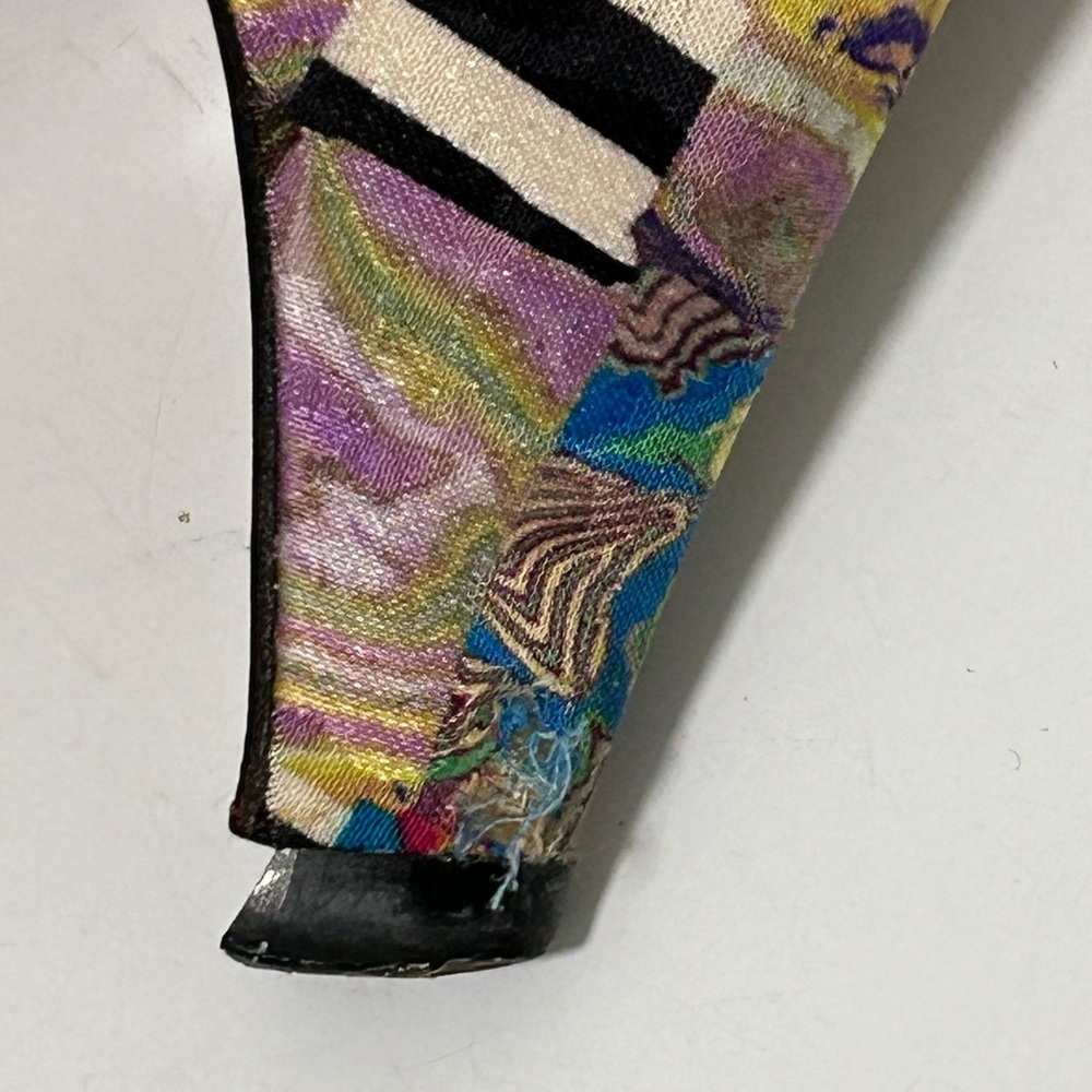 Sesto Meucci Artsy Silk Heels Brown Green Multi Size 8 N Narrow - Picture 13 of 13